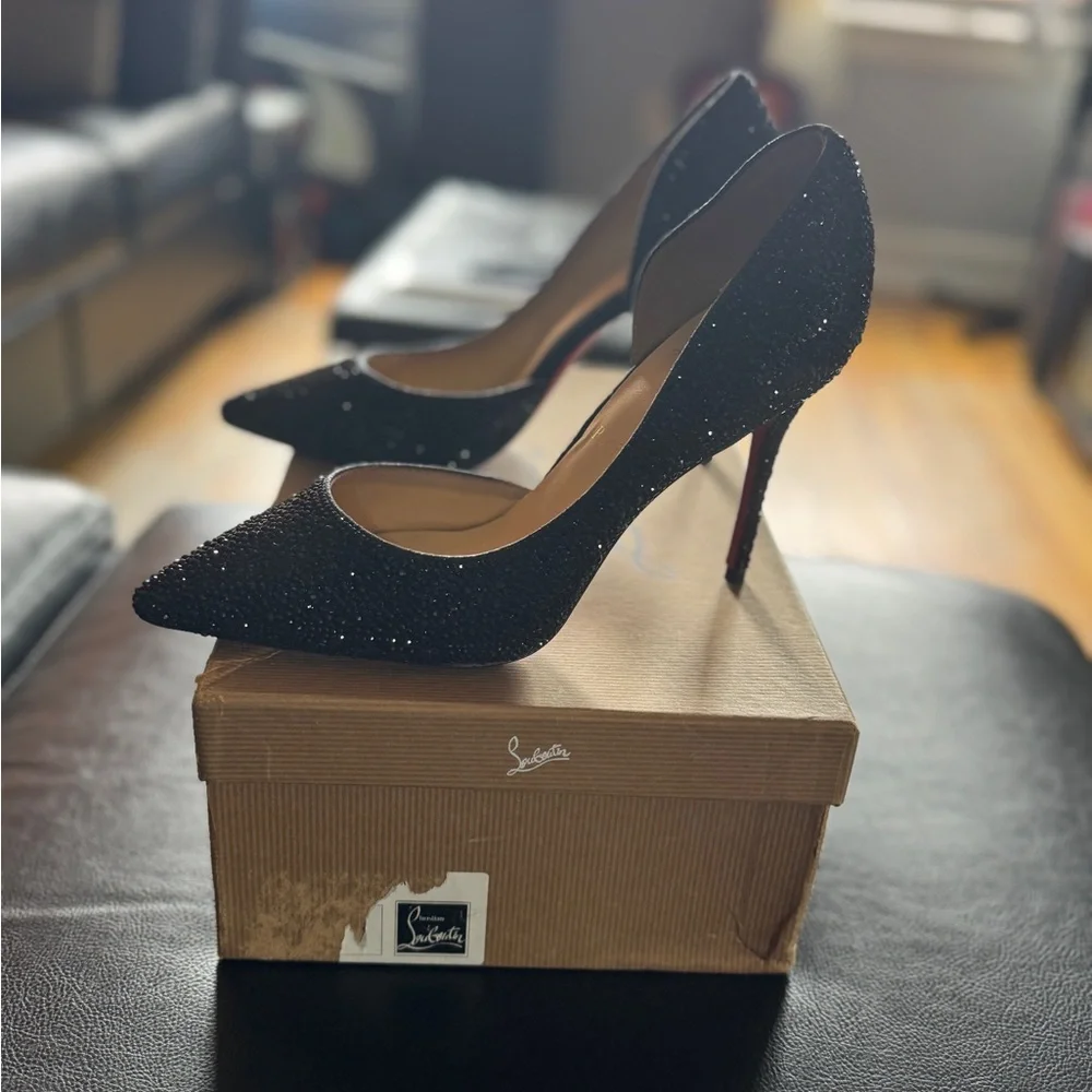 Christian Louboutin Black Glitter Heels - Picture 9 of 10